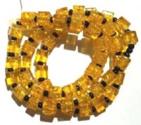 50 6x6mm Yellow Crackle Cube Beads